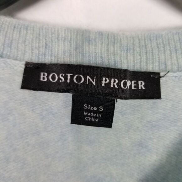 Boston Proper Women Cashmere Pullover Sweater Sz S Light Blue Soft Crew Neck - Picture 8 of 10
